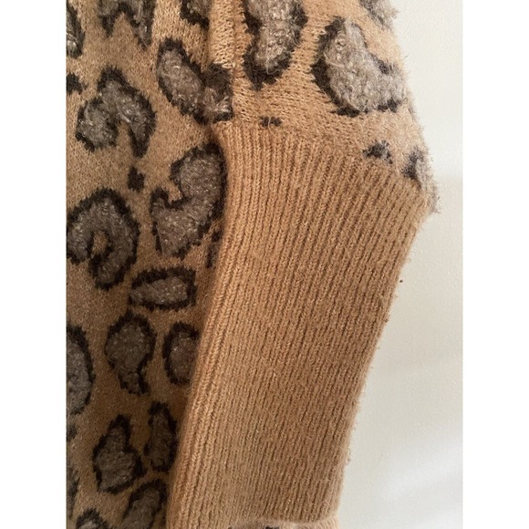 Anthropologie Akemi Kin Chunky Knit Open Cardigan Leopard Print OS STRETCH Kors - Picture 2 of 6